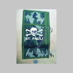 St. Pauli  pevná čierna textilná peňaženka s retiazkou a karabínkou, tlačené logo